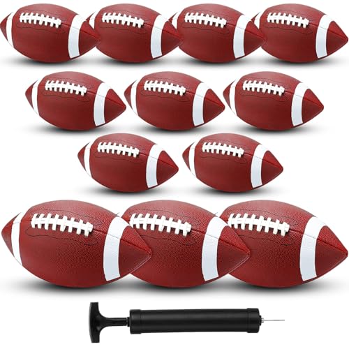 Jerify 12 Pcs Composite Leather Footballs Official Composite Ball Inflatable Football with Pump Indoor Outdoor Football Bulk for Training and Recreational Play - size: Size 6