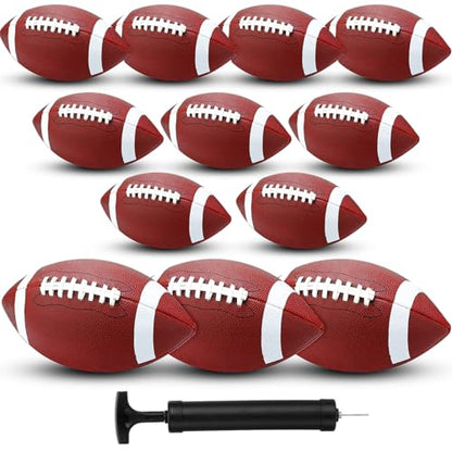 Jerify 12 Pcs Composite Leather Footballs Official Composite Ball Inflatable Football with Pump Indoor Outdoor Football Bulk for Training and Recreational Play - size: Size 6