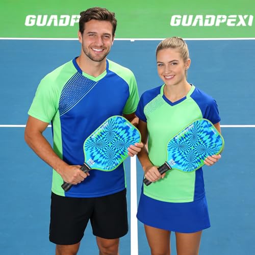 Pickleball Paddles Set 2 Pack USAPA Approved Fiberglass Pickleball Paddles with Honeycomb Core Includes 4 Pickle Balls Carry Bag & Gift Box - color: Green
