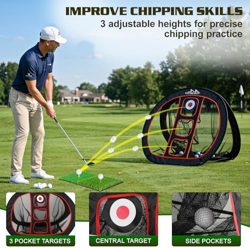 MoKo Pop Up Golf Chipping Net, Double-Sided Chipping Net for Chipping Accuracy Training with Sturdy Structure, Professional Golf Practice Net for Indoor and Outdoor Training