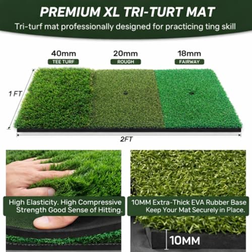70x70 Inch Golf Chipping Net Battle Golf Extra Large Backyard Practice Net with 40 Training Balls, 3-Turf Hitting Mat, 2 Practice Clubs – Indoor Outdoor Use, Gift for Golf Lovers