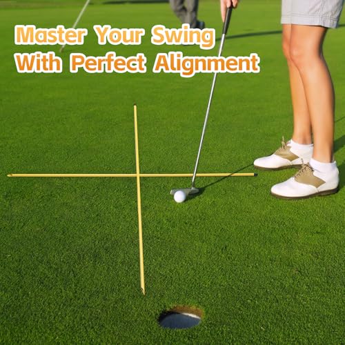 Golf Alignment Sticks 58", Golf Sticks Alignment Rods 3 Pack, Full Alignment Sticks for Golf Training, Golf Practice Swing Trainer for Aiming, Putting, Yellow