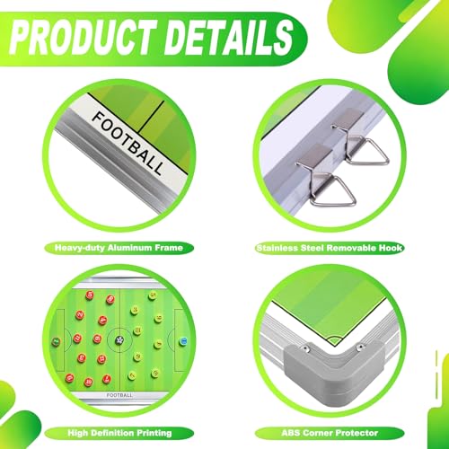 Soccer Coaching Board Magnetic, Double-Sided Dry Erase Soccer Tactics Board for Coaches, Soccer Magnet Board & Coaching Equipment with Markers, Pen, Carry Bag, Coach Gift - color: Soccer-green