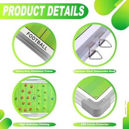 Soccer Coaching Board Magnetic, Double-Sided Dry Erase Soccer Tactics Board for Coaches, Soccer Magnet Board & Coaching Equipment with Markers, Pen, Carry Bag, Coach Gift - color: Soccer-green