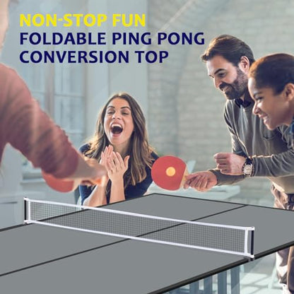 Ping Pong Table Topper for Pool Table, Foldable Ping Pong Table Top with Net Set, Portable Table Tennis Conversion Top Includes Foam Padding for Protection, Easy Conversion
