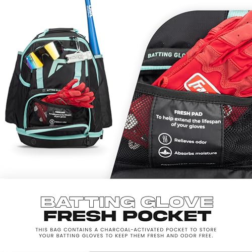 Franklin Sports Gameday Baseball + Fastpitch Softball Backpacks - Adult + Youth Bat Bags for Equipment - Waterproof Batpacks
