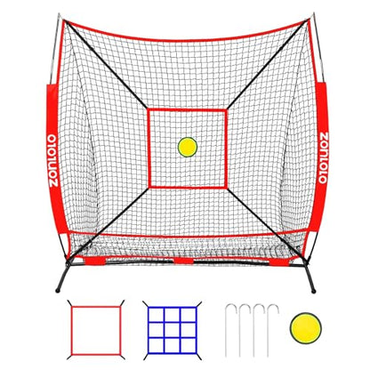 Zonlolo 6 x 6 FT Baseball Net with 3 Diffferent Targets, Portable Practice Net for Batting，Hitting，Pitching and Throwing,Compact Package with Small Carrying Bag，Great for Kids - color: Red