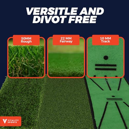 Golf Hitting Mat, 4 PCS Dual Turf Golf Practice Mat for Indoor Outdoor Swing Path Feedback, Driving, Chipping, Putting, Durable Artificial Grass Golf Mats for Men Women, 20"x16" Training Aid with Tees