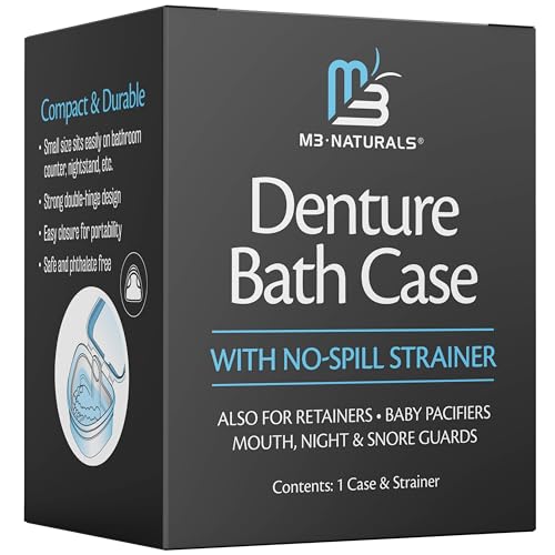 Denture Bath Case and Retainer Case, Denture Bath Cup for Invisalign Retainers Mouthguards Dentures Cleaner Kit with Strainer Spill-Free Portable Retainer Cleaner Case by M3 - size: Bath Case (1 Count)