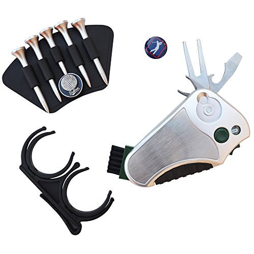 Golfer's Best Golf Gift Set: Tool - Stroke Counter, Divot Tool Repair, Brush, Ball Marker, Cleat Tightener, Club Groove Cleaner Belt Tee Holder Tees Belt Ball Holder - Gift Idea For Men Women