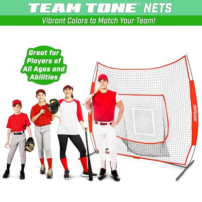 GoSports 7 x 7 ft Baseball & Softball Nets - Available in Team Colors - Batting & Pitching Net with Strike Zone - color: Red