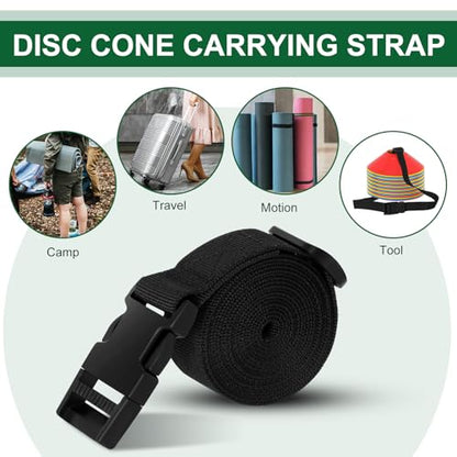 6.5 Feet Strap Cone Carrier Sport Cone Carrying Strap Adjustable Agility Disc Cone Strap Carrier for Storage & Travel with Quick Snap Closure - color: Black