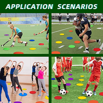 Poly Spot Markers 9 inch 18 Pcs Non-Slip Rubber Agility Markers Flat Field Cones Floor Dots for Football, Soccer, Basketball Training Markers, School Exercise Drills, Social Distancing, Dance Practice