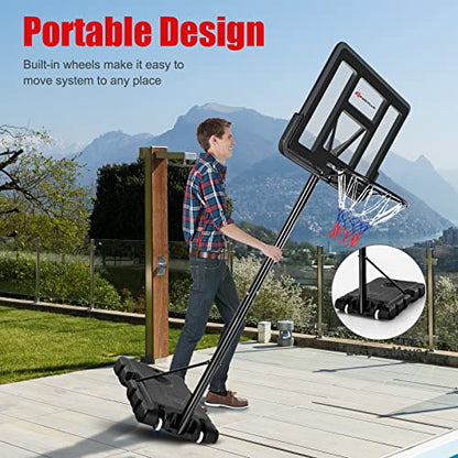 Goplus Portable Basketball Hoop, 10FT Height Adjustable Basketball Goal w/44‘’ Shatterproof Backboard, Outdoor Basketball Stand for Adults Backyard Driveway - style: 4.25-10FT, 12-Level, Upgrade Steel