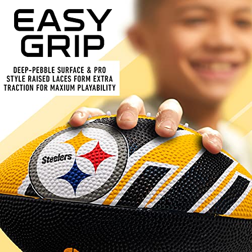 Franklin Sports NFL Team Footballs - Rubber Youth Mini Balls for All Teams - Kids 8.5" Football + Air Pump Sets - Official NFL Licensed - style: Pittsburgh Steelers