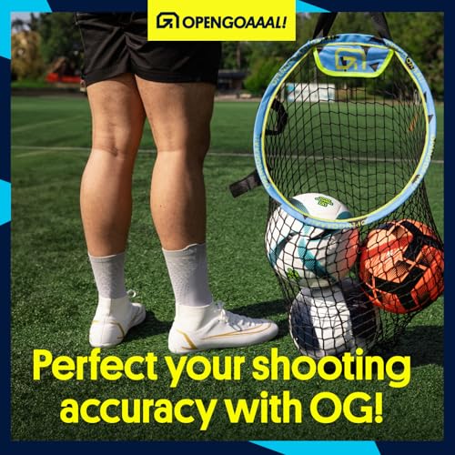 Open Goaaal Soccer Goal Corner Net Targets - 15 x 15 in, Black, 2-Pack - Soccer Training Equipment - Adjustable Straps Fit Any Goal Net - 3-in-1 Corner Trainer & Rebound Mesh