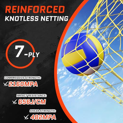 Volleyball Training Net System, Volleyball Training Equipment with Freely Height-Adjustable for Backyard, Volleyball Practice Net for Serving Setting Spiking, Includes Ball Kit and Carry Bag - color: Yellow