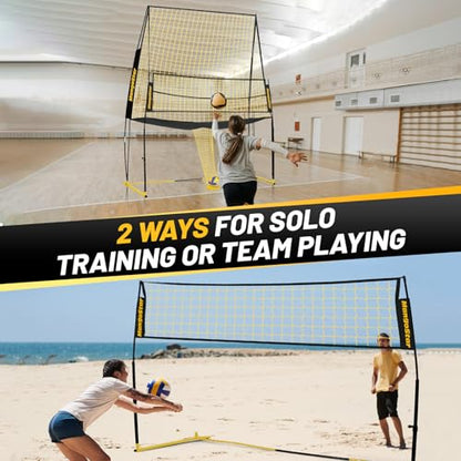 MangoStar Volleyball Training Equipment, Volleyball Net System with Freely Height-Adjustable for Backyard, Volleyball Practice Net for Serving Setting Spiking, Easy Set Up for Indoor and Outdoor Use