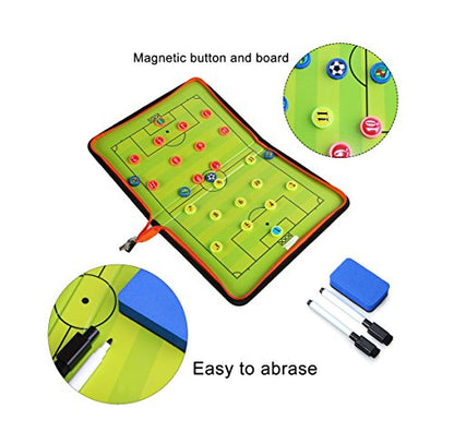 Football Soccer Coaches Magnetic Tactic Board,Dry Erase Coaching Clipboard,Foldable and Portable Coach Tool,Extra Professional Whistle Included