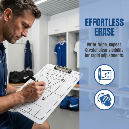 Soccer Coaching Board, Professional Soccer Tactics Board for Coaches, Portable Dry-Erase Soccer Whiteboard for Tactical Diagrams and Game Analysis