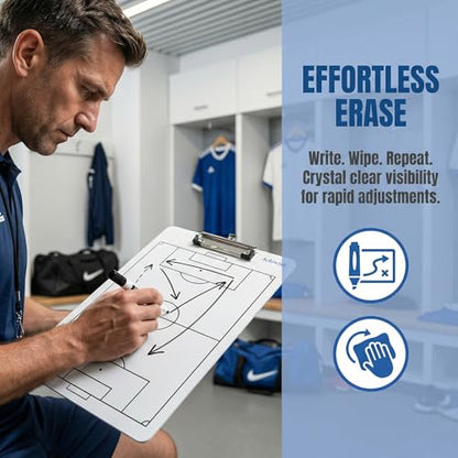 Soccer Coaching Board, Professional Soccer Tactics Board for Coaches, Portable Dry-Erase Soccer Whiteboard for Tactical Diagrams and Game Analysis