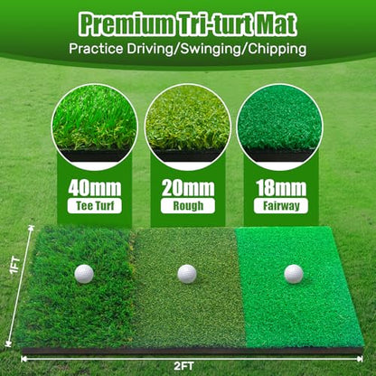 Golf Net with Practice Mat,Golf Hitting Aid Nets 10x7FT for Backyard Driving Chipping Training Swing,Gifts for Men Dad Him and Golfer