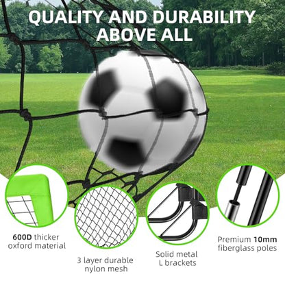 Soccer Goal, Soccer Goals for Backyard, 6x4ft Portable Pop Up Soccer Net Set, Soccer Training Equipment with Soccer Ball, Ladder and Cones - color: Green