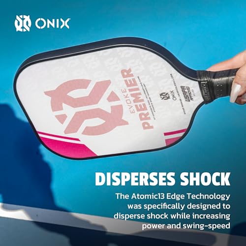 Onix Evoke Premier Professional Tournament Pickleball Paddle Composite Face Impact Paddle Shape - color: Pink, size: Medium, style: 14mm