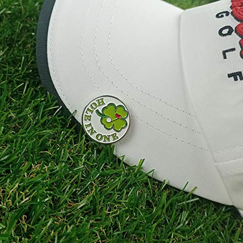 Golf Ball Markers with Hat Clips Value Sets for Men Women Golfer, Removable Attaches Easily to Golf Cap Premium Gifts - color: birdie clover