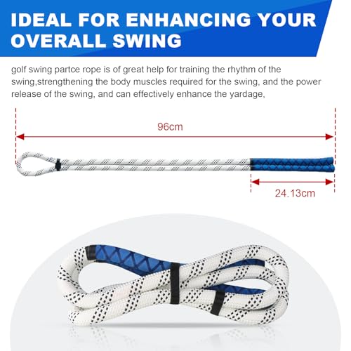 THE GOLFER STORE Golf Rope Swing Trainer Golf Swing Training Aid - Portable Golf Rope for Improving Swing Speed, Tempo and Power for All Levels of Warm-Up Practice Equipment