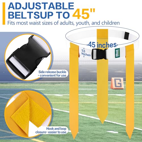 Flag Football Belts, 10/14 Player White Flag Football Sets for Youth, Kids and Adults Team Sports Training Games - color: Yellow and Blue