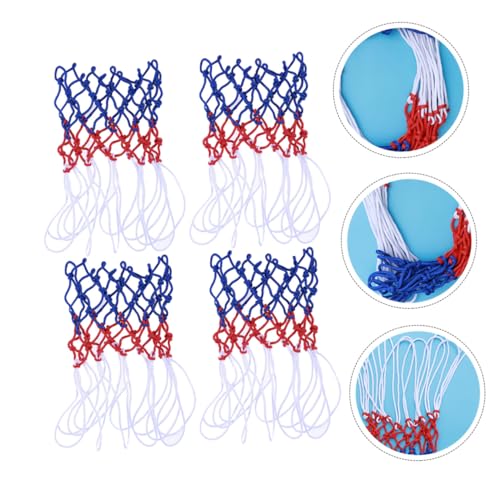 Luxshiny 4pcs Tricolor Nylon Basketball Nets Premium Outdoor Basketball Rim Mesh Replacement Sturdy Accessories for Court Equipment