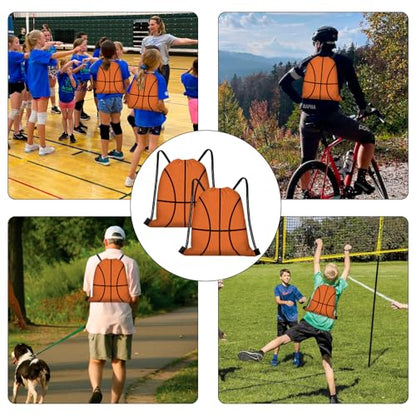 16 Pieces Basketball Gift Bags Basketball Drawstring String Bag Sports Backpack Ball Drawstring Party Favor Bags for Sports Storage Party Decorations - style: Basketball