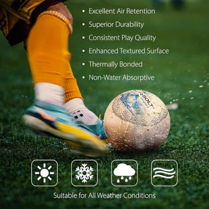 Soccer Ball, Professional-Grade, Vibrant Colors, Thermally Bonded Panels for Seamless Durability and Weather-Resistant – Perfect for Practice and Play