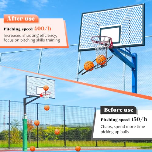 GADFlSH Basketball Retum Atachment, Heawy Duty Basketball Rebounder Accessories, Durable Basket Ball, BallReturnTraining Gear Stuff for Most Basketball Hoop(Small)
