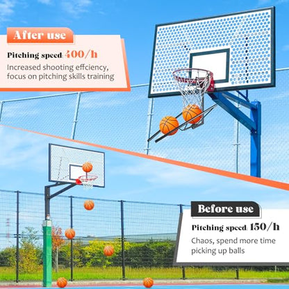 GADFlSH Basketball Retum Atachment, Heawy Duty Basketball Rebounder Accessories, Durable Basket Ball, BallReturnTraining Gear Stuff for Most Basketball Hoop(Small)