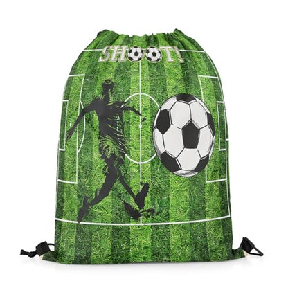 Football Game Drawstring Bag,American Ball Sports Drawstring Backpack,Football Field Draw String Bag Gym Packs Large Capacity - color: Green White