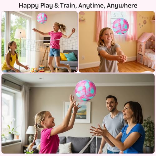 Soft Indoor Volleyball, Cushioned Cover Training Ball for Beginners, Silent Indoor Volleyball with Pump, Lightweight Official Size 5 Volleyballs for House Games & Practice