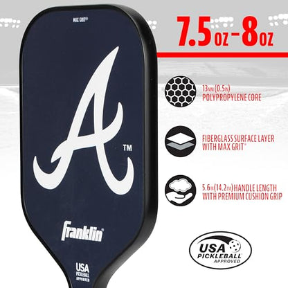Franklin Sports MLB Team Pickleball Paddles - Official MLB Baseball Team Logo + Colors Pickleball Paddles - Signature Series 13MM Pickleball Paddle with MaxGrit - USA Pickleball (USAPA) Approved