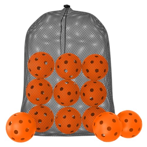 Great Call Athletics | Indoor Pickleballs USA Pickleball Approved Official 26 Hole Balls Sports Tournament Pack Free Mesh Bag - color: Orange, style: 12 Pack