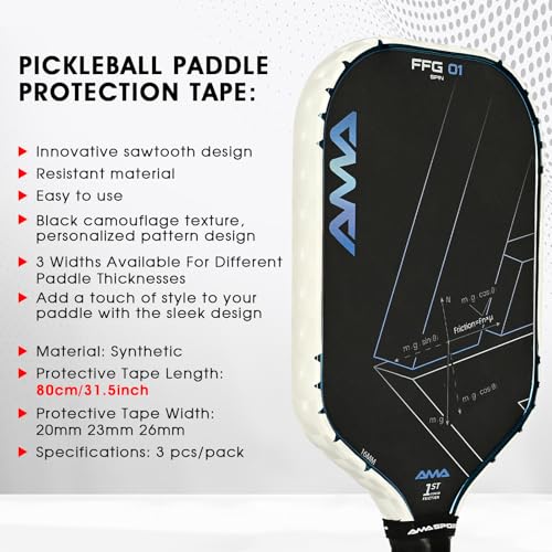 PICKLETECH Pickleball Paddle Protection Tape - Paddle Head Edge Guard - Racket Edge Protection Tape -Fit Perfectly Curved Edge -No Wrinkling - color: White Grid, size: Width 20mm