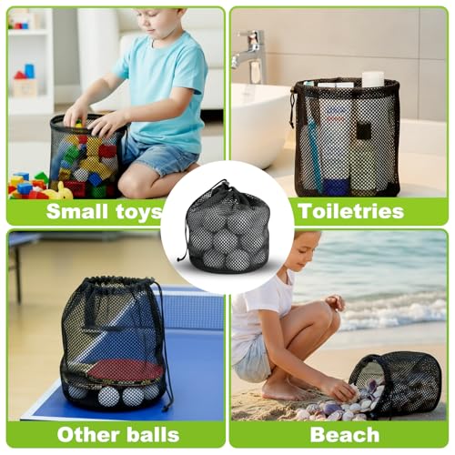 Golf Ball Storage Bag-6 Pack Mesh Bags with Drawstring，Golf Shag Bag Organizer,Sports Equipment Organizer Sack，for Collecting Half Balls Tennis Beach Trave