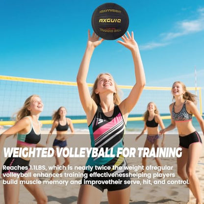 1.1LBS Weighted Heavy Volleyball Official Size 5 Setter Training Volleyballs Training Practice,Soft Leather Grip Durability Weighted Volleyball Setting Trainer - style: Black Weighted Volleyball