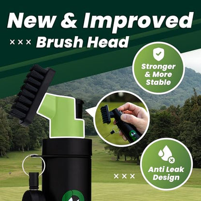 Golf Club Cleaner Brush with Water Spray - Heavy Duty Golf Brush and Groove Cleaner with Retractable Clip and 150ml Water Capacity - Multi Use Groove Cleaning Tool for Clubs, Balls & Golf Accessories