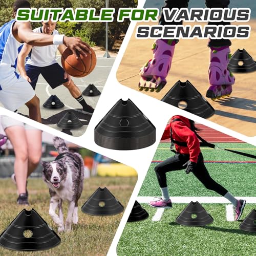 Jumbo Disc Cones Jumbo Soccer Cones with Mesh Bag Giant Large Agility for Soccer Training Adult Sports - color: Black