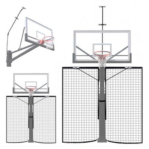 Basketball 2-in-1 Backstop Net+Light Mount System, Standalone Backstop Net, Standalone Light Mount Frame for Backyard Family Play, Fits Standard Hoops(Light NOT Included) - size: 6"×8", style: 2 in 1 Backstop Net & Light Frame System