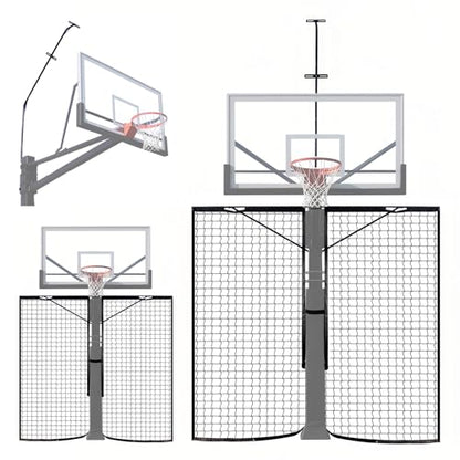 Basketball 2-in-1 Backstop Net+Light Mount System, Standalone Backstop Net, Standalone Light Mount Frame for Backyard Family Play, Fits Standard Hoops(Light NOT Included) - size: 6"×6", style: 2 in 1 Backstop Net & Light Frame System