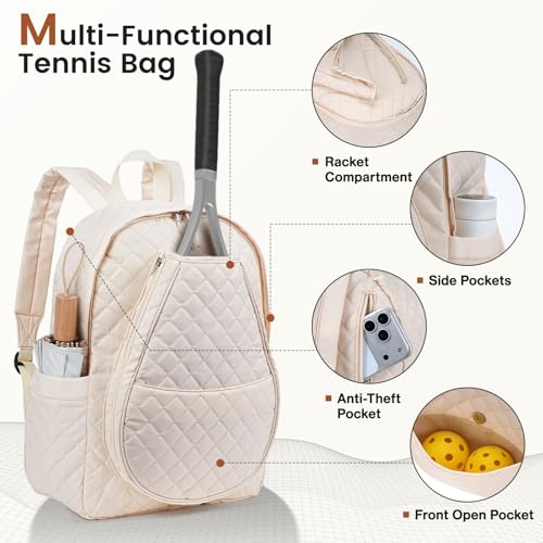 Number-one Tennis Bags, Professional Tennis Backpack Holds 2 Rackets with Two Water Bottle Pockets Lightweight Racket Backpack Suitable for Badminton Pickleball Racquetball for Men Women