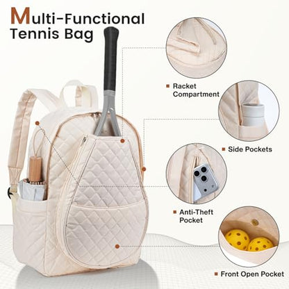 Number-one Tennis Bags, Professional Tennis Backpack Holds 2 Rackets with Two Water Bottle Pockets Lightweight Racket Backpack Suitable for Badminton Pickleball Racquetball for Men Women
