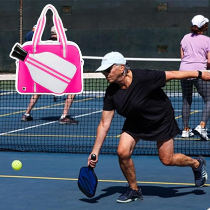 ROYALFAIR Pickleball Tote Bag for Women Men Large Capacity with Paddle Cover Pocket and Adjustable Shoulder strap - color: Pink